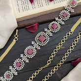 Vriksham Elegant Square Ruby Stone With Floral Accents AD Stone Hipchain-G20249
